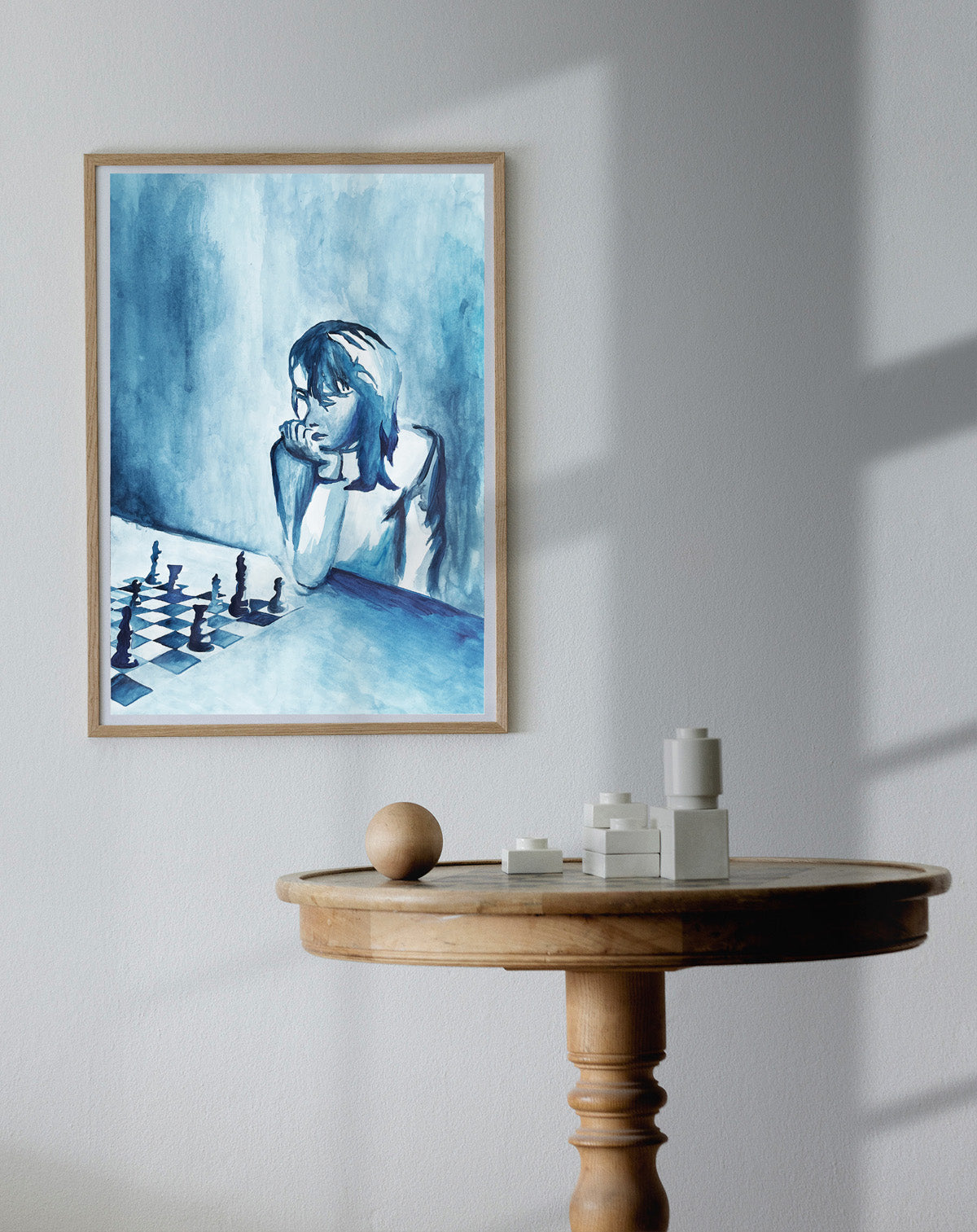 Girl Playing chess, Art Print