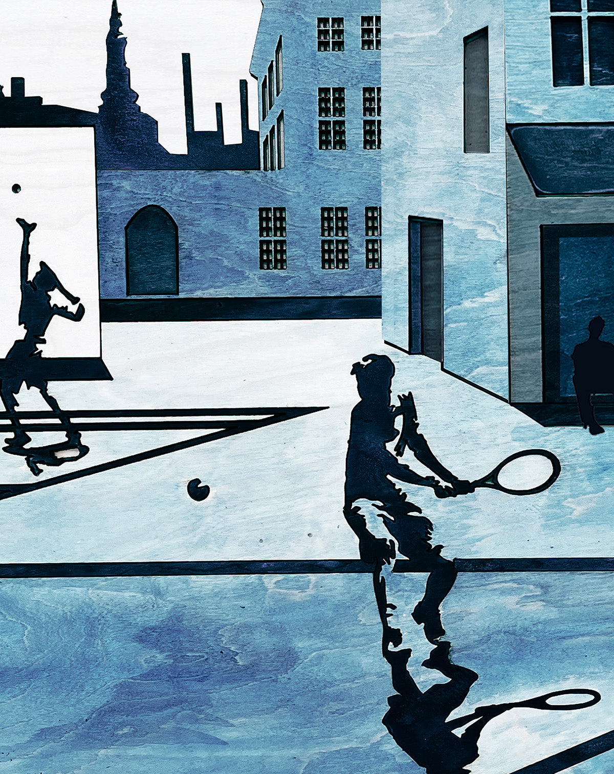 Urban tennis players, Art Print