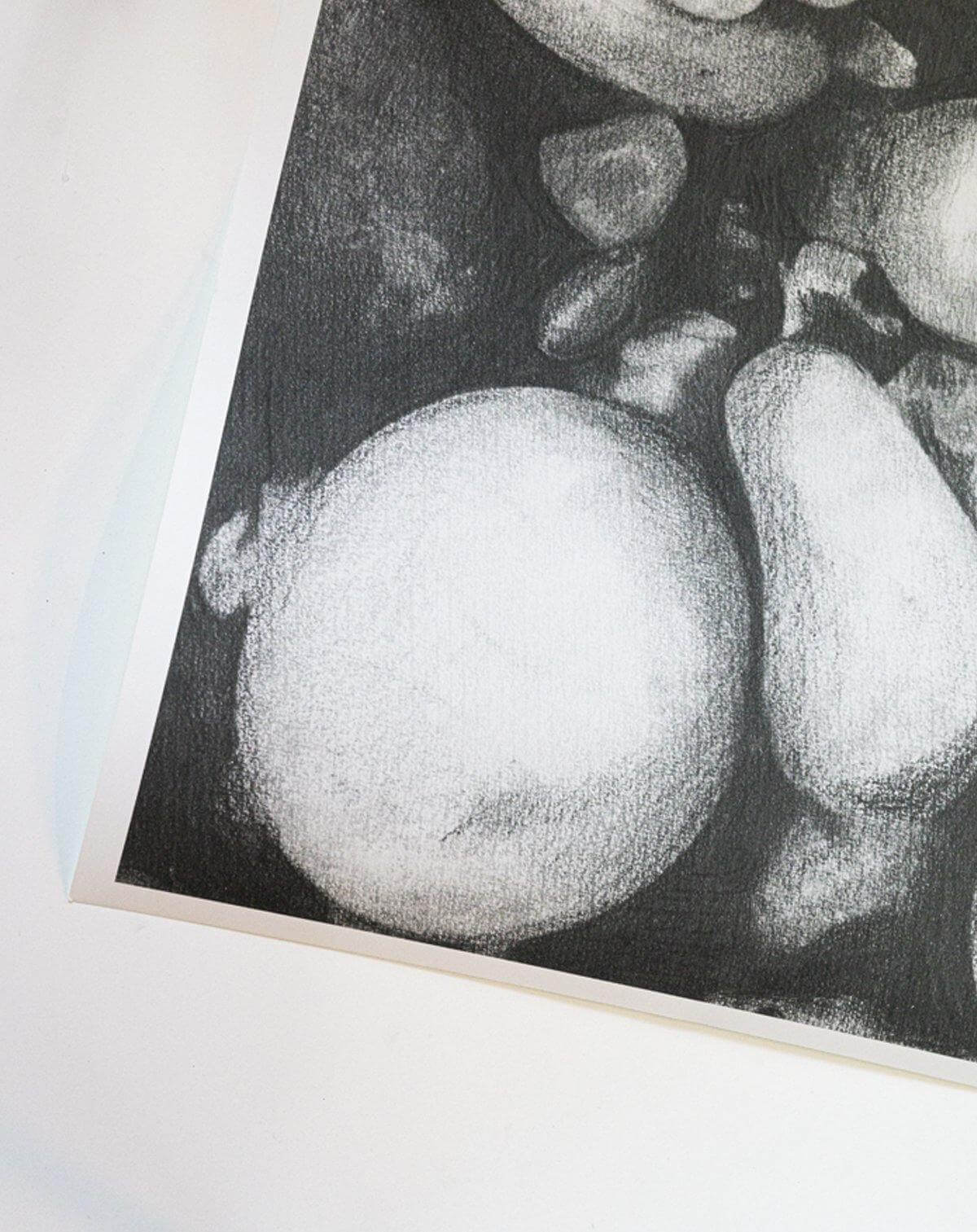 Blyant på papir tegning i høj kvalitets print. "Stones under water".
