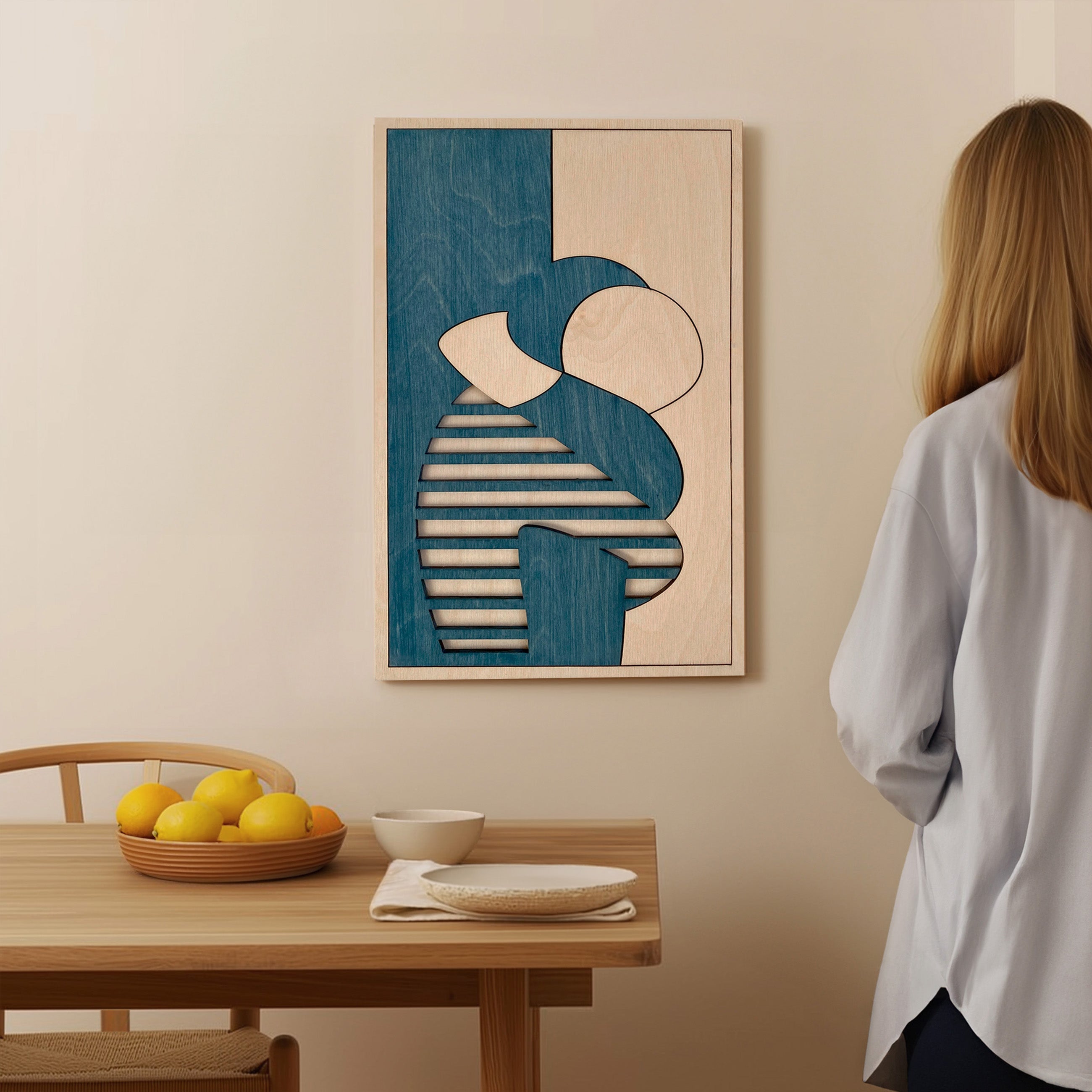 Beautiful graphic artwork of a hug. Created by the Danish design company Kolekto. All works are original and unique.