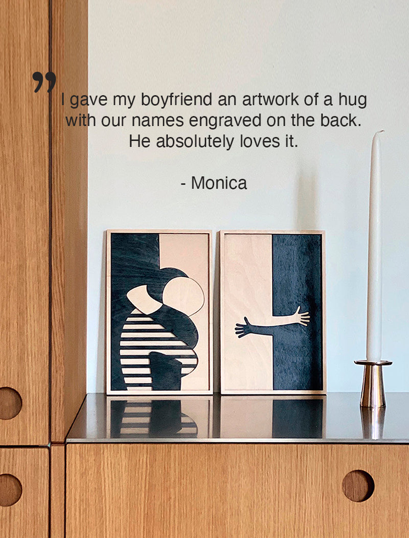 Handmade artwork of a hug by Danish design studio KOLEKTO