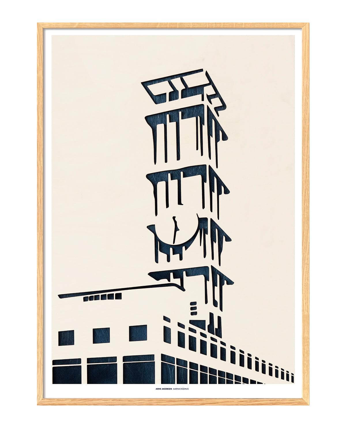 Art print of Arne Jacobsens famous City hall in Aarhus / Kunst plakat med motiv af Arne Jacobsens kendte rådhus i Aarhus