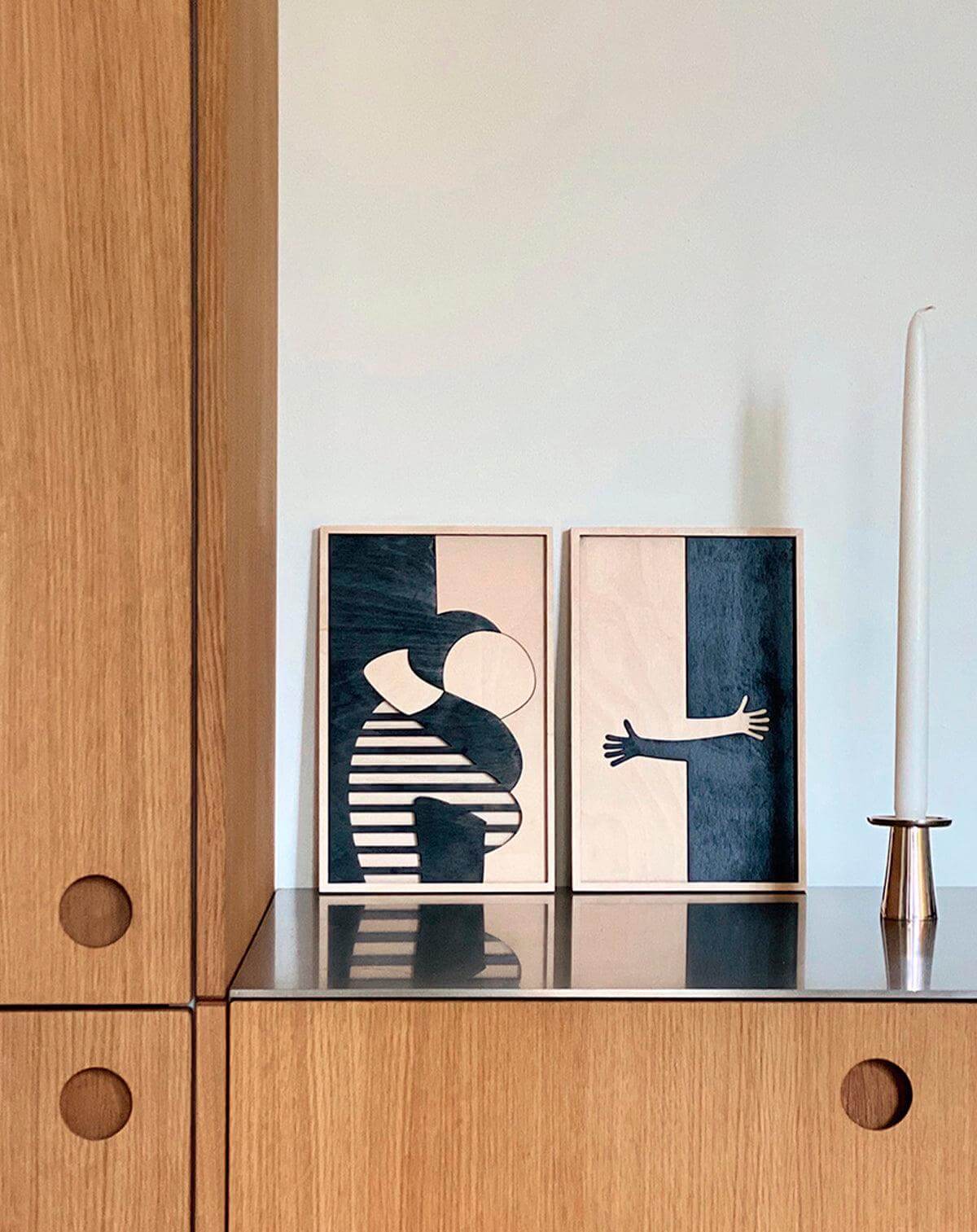 Art Wall, 2 Hugs Black - #kolekto#