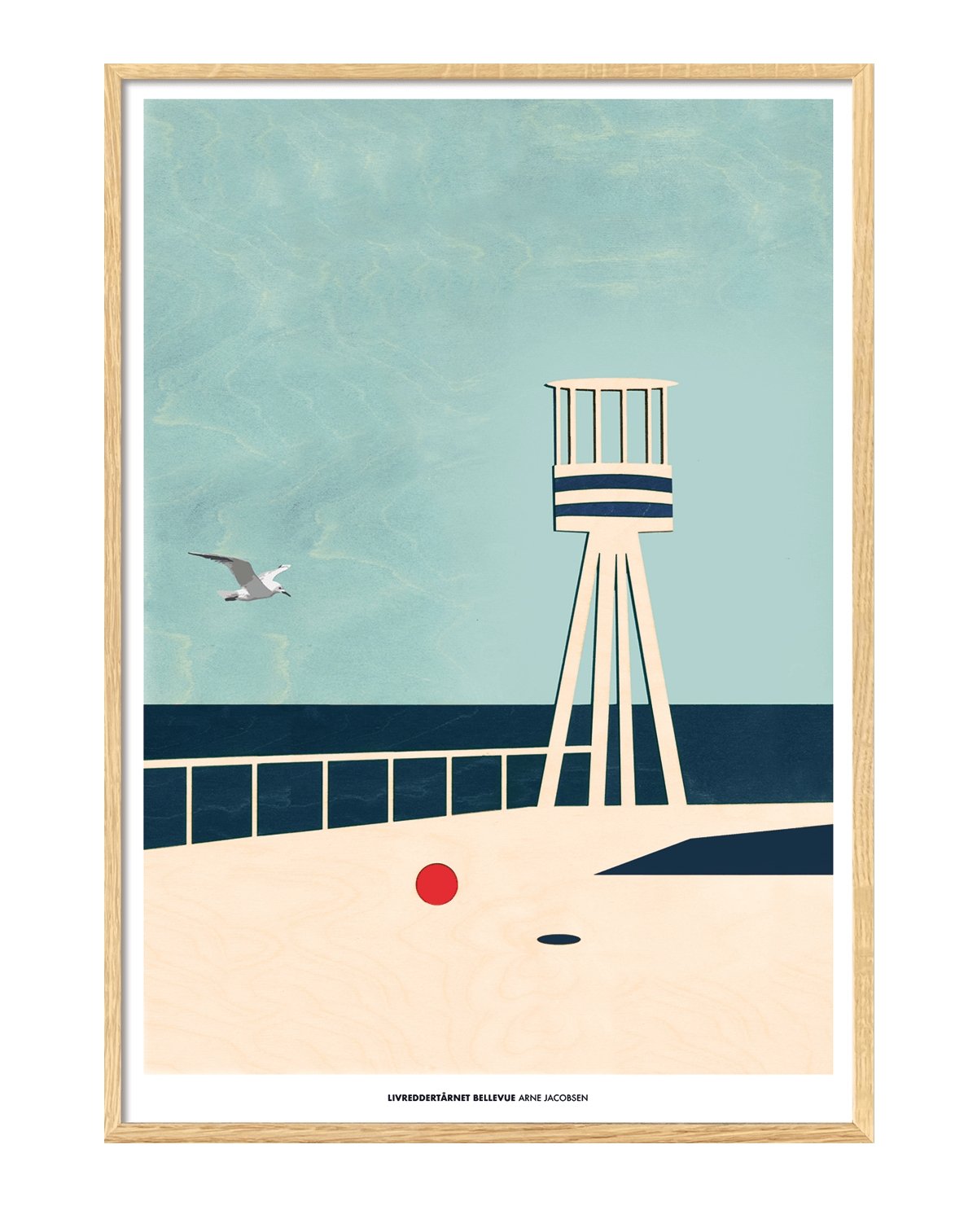 Plakat, Arne Jacobsens ikoniske livredder tårn.