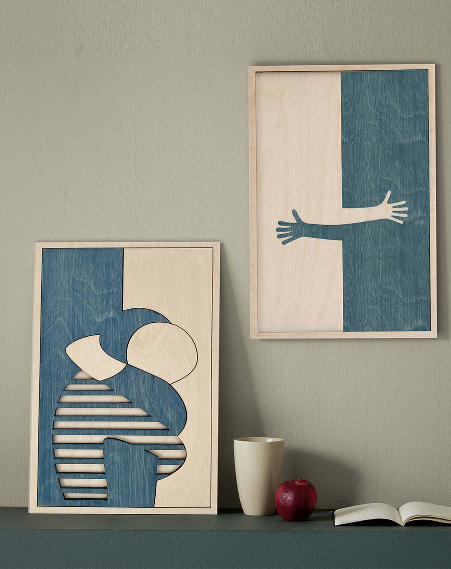 Graphic handmade artwork of a hug by KOLEKTO